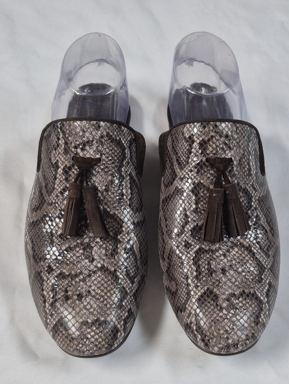Børn Women's Brown Snake Print Leather Tassel Slip-On Mule Flats Size 8M